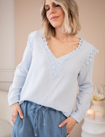 Love The Lace & Tetra Soft Blue - Blouse - ellemilla