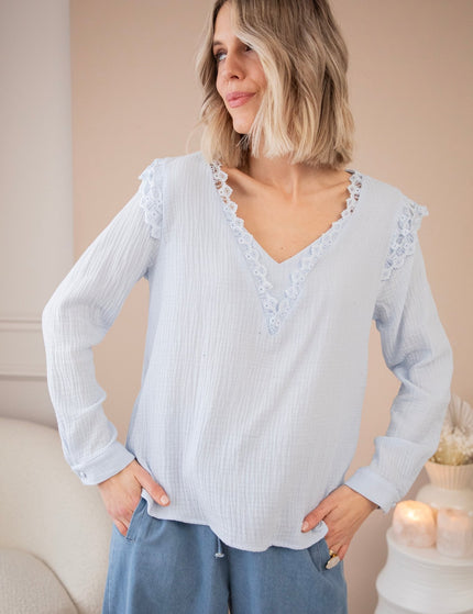 Love The Lace & Tetra Soft Blue - Blouse - ellemilla
