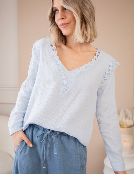 Love The Lace & Tetra Soft Blue - Blouse - ellemilla