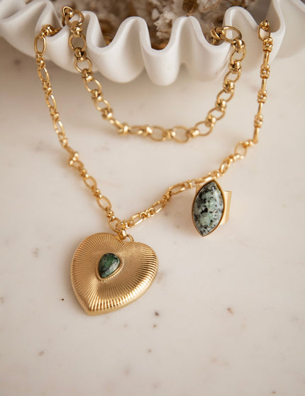 Lovestoned Dark Green/Gold - Ketting - ellemilla
