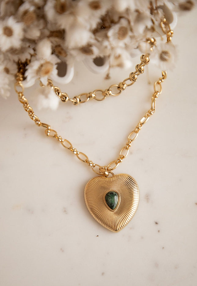 Lovestoned Dark Green/Gold - Ketting - ellemilla