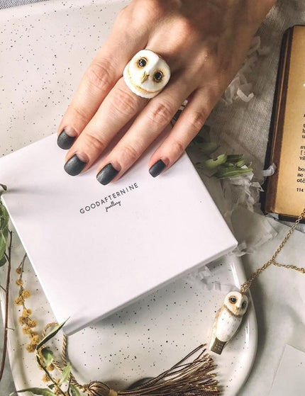 Lucky Owl White - Ring - ellemilla
