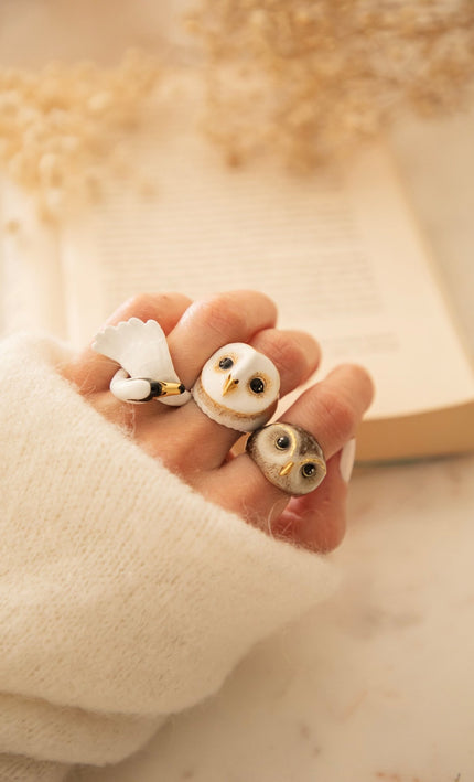 Lucky Owl White - Ring - ellemilla