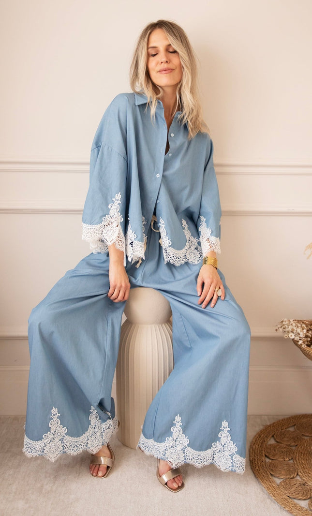 Lucy Lace Blue - Broek - ellemilla