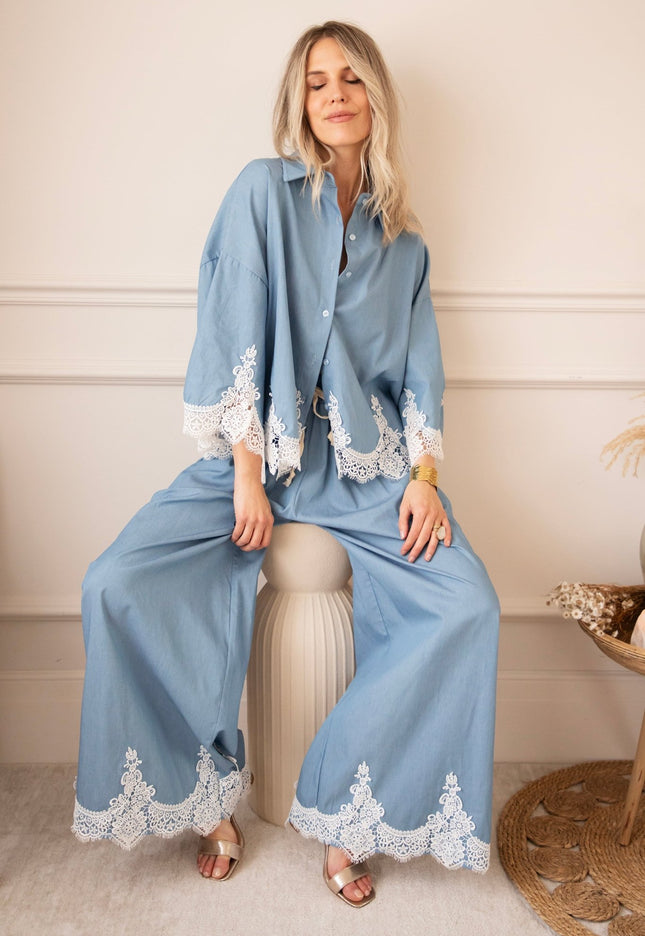Lucy Lace Blue - Broek - ellemilla