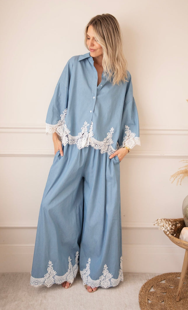 Lucy Lace Blue - Broek - ellemilla