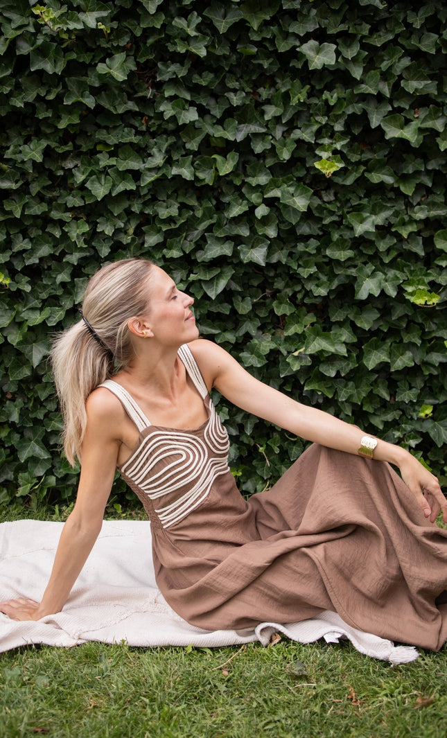 Macrame Moments Dark Taupe - Maxi Jurk - ellemilla