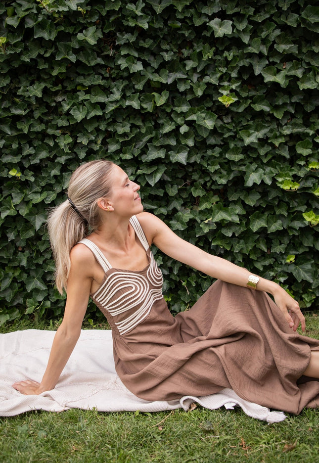 Macrame Moments Dark Taupe - Maxi Jurk - ellemilla