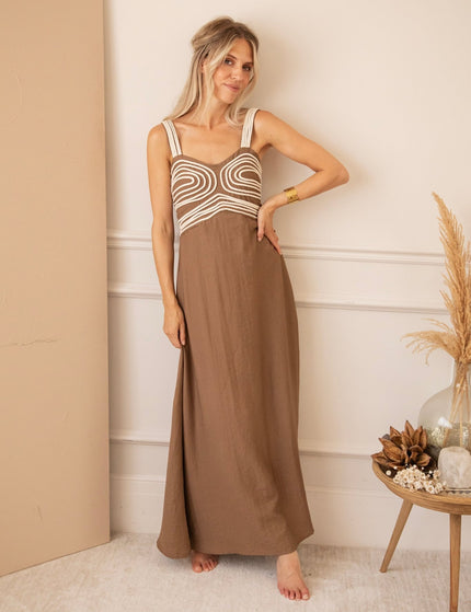 Macrame Moments Dark Taupe - Maxi Jurk - ellemilla