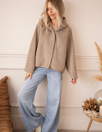 Mara Hooded Taupe - Jacket - ellemilla