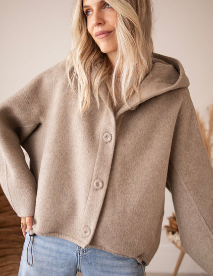 Mara Hooded Taupe - Jacket - ellemilla
