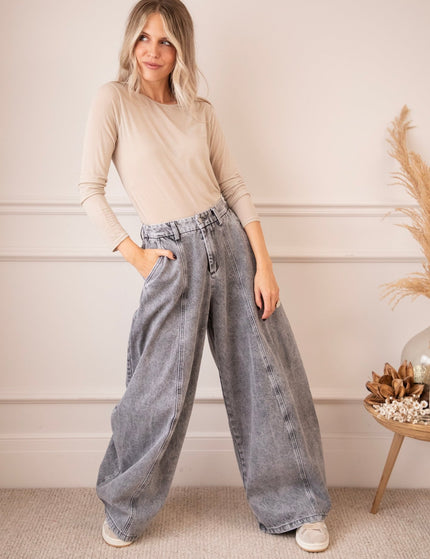 Mason Wide Barrel Smoke Grey - Jeans - ellemilla