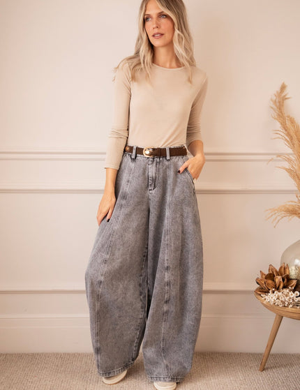 Mason Wide Barrel Smoke Grey - Jeans - ellemilla