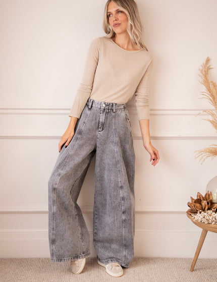 Mason Wide Barrel Smoke Grey - Jeans - ellemilla