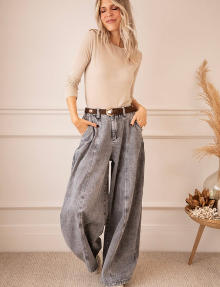 Mason Wide Barrel Smoke Grey - Jeans - ellemilla