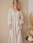 Maud Tetra Beige - Maxi Jurk