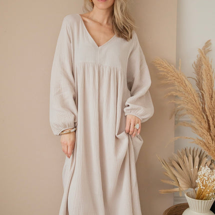 Maud Tetra Beige - Maxi Jurk - ellemilla