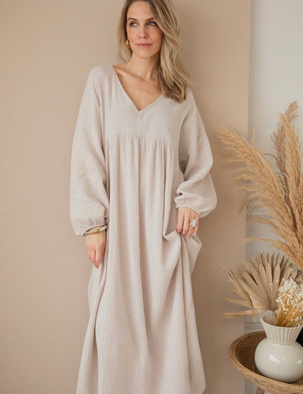 Maud Tetra Beige - Maxi Jurk - ellemilla