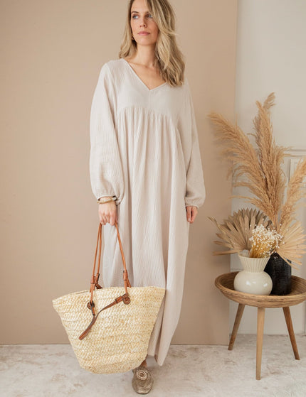 Maud Tetra Beige - Maxi Jurk - ellemilla