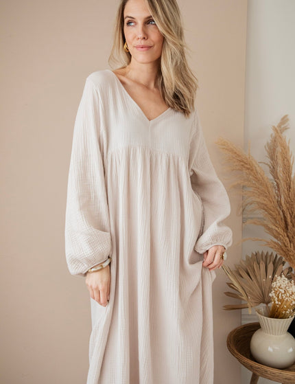 Maud Tetra Beige - Maxi Jurk - ellemilla