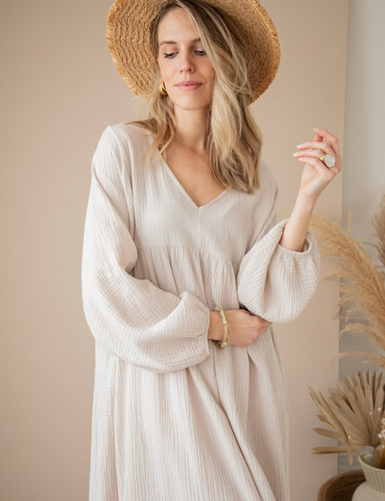 Maud Tetra Beige - Maxi Jurk - ellemilla