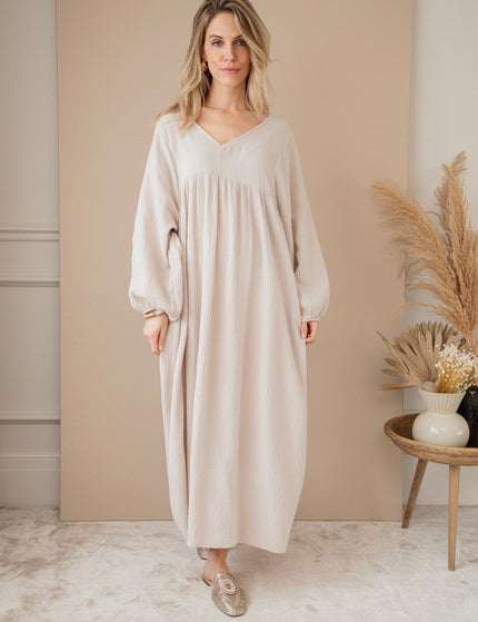 Maud Tetra Beige - Maxi Jurk - ellemilla