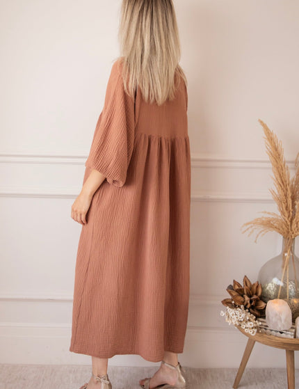 Maud Tetra Chestnut - Maxi Jurk - ellemilla