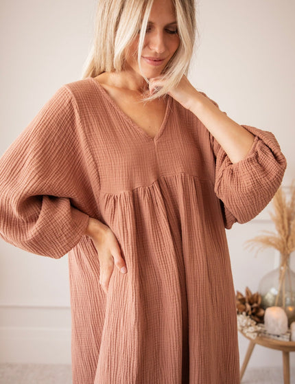 Maud Tetra Chestnut - Maxi Jurk - ellemilla