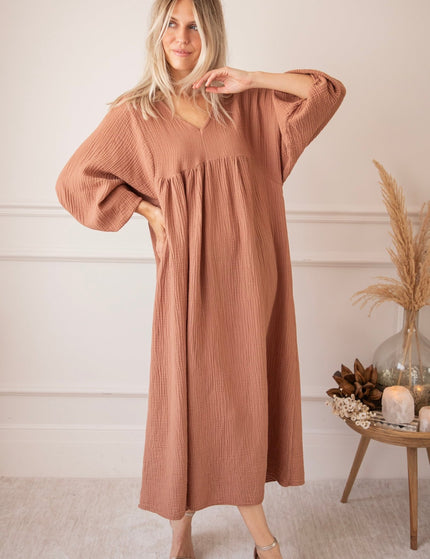 Maud Tetra Chestnut - Maxi Jurk - ellemilla