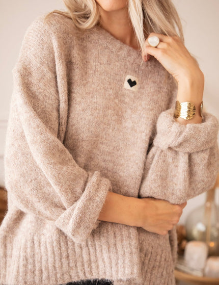 Middle Of My Heart Soft Taupe - Trui - ellemilla