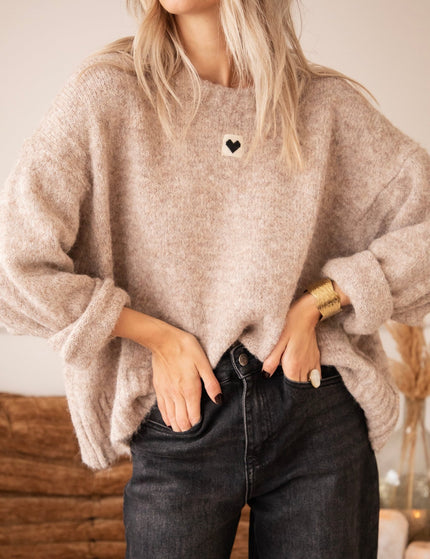 Middle Of My Heart Soft Taupe - Trui - ellemilla