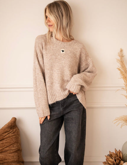 Middle Of My Heart Soft Taupe - Trui - ellemilla