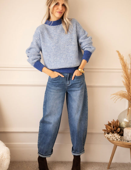 Noa Contrast Knit Blue/Dark Blue - Trui - ellemilla