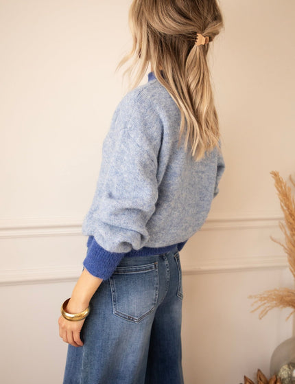 Noa Contrast Knit Blue/Dark Blue - Trui - ellemilla