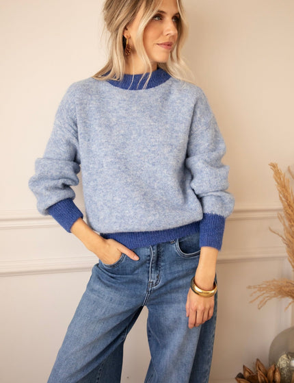 Noa Contrast Knit Blue/Dark Blue - Trui - ellemilla