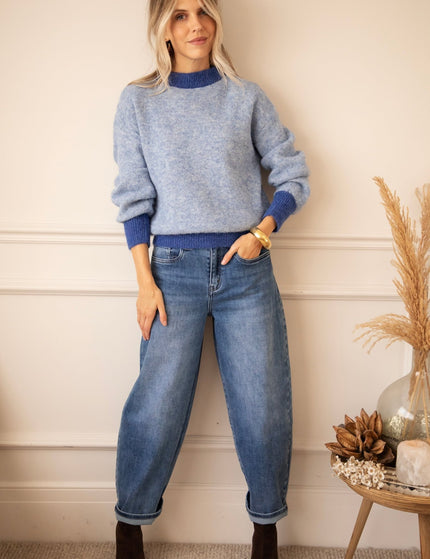 Noa Contrast Knit Blue/Dark Blue - Trui - ellemilla