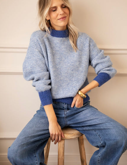 Noa Contrast Knit Blue/Dark Blue - Trui - ellemilla