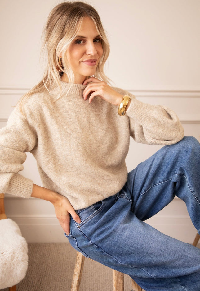 Noa Knit Light Taupe - Trui - ellemilla