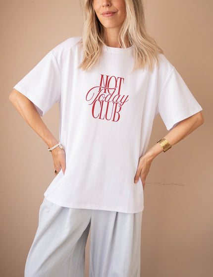 Not Today Club White/Bordeaux - T-Shirt - ellemilla