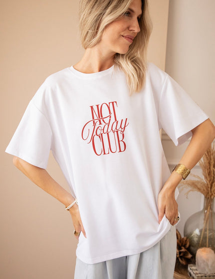 Not Today Club White/Bordeaux - T-Shirt - ellemilla
