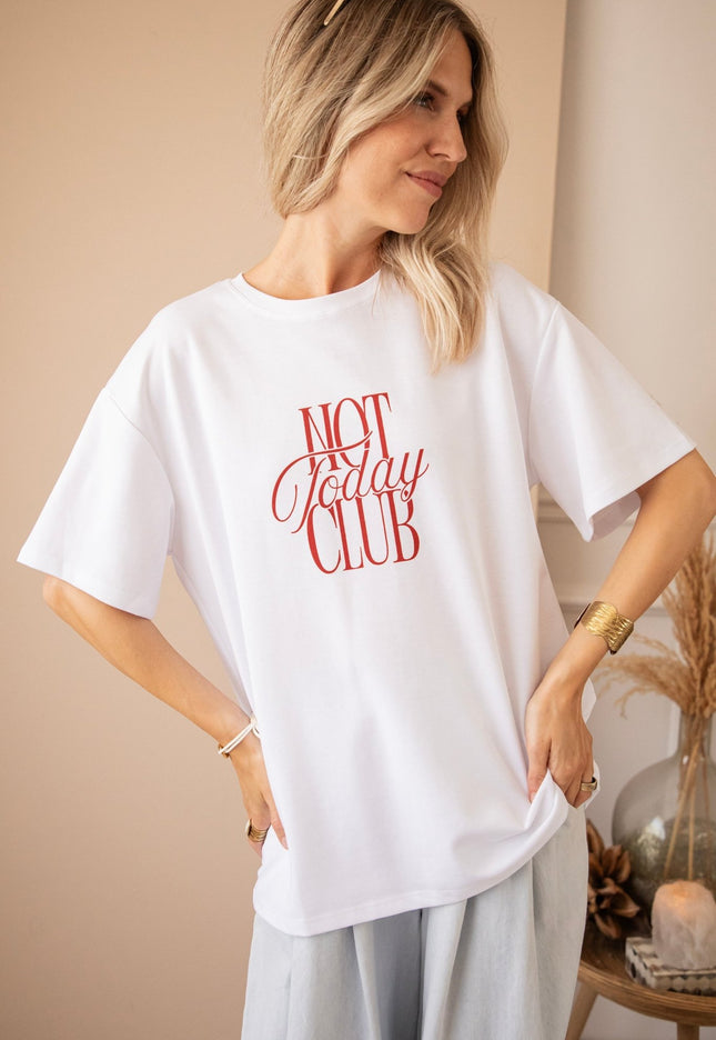 Not Today Club White/Bordeaux - T-Shirt - ellemilla