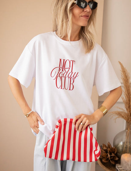 Not Today Club White/Bordeaux - T-Shirt - ellemilla
