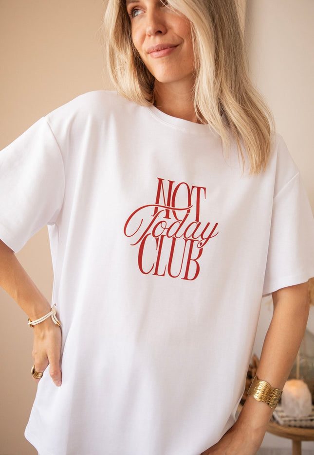 Not Today Club White/Bordeaux - T-Shirt - ellemilla