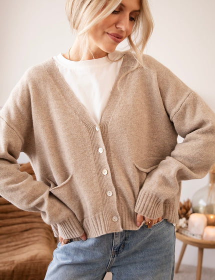 Old Soul Cardigan Taupe - Vest - ellemilla