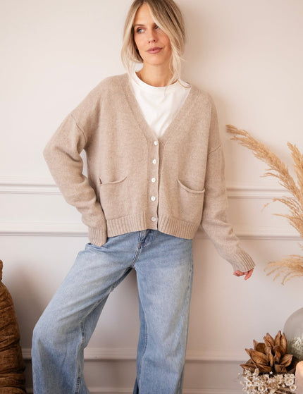 Old Soul Cardigan Taupe - Vest - ellemilla