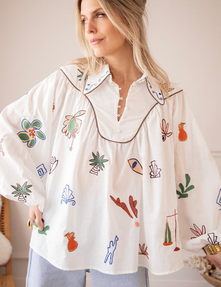 Oriental Escape White - Blouse - ellemilla
