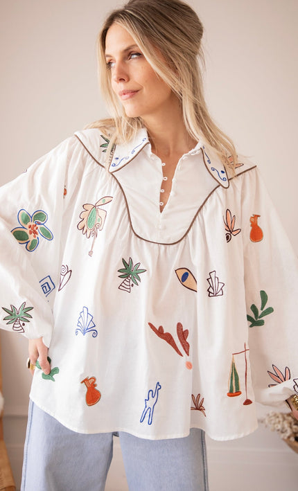 Oriental Escape White - Blouse - ellemilla
