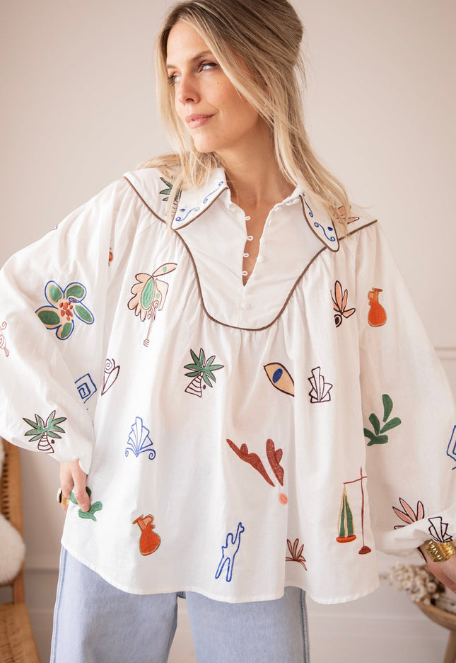 Oriental Escape White - Blouse - ellemilla