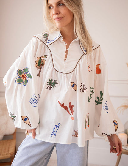 Oriental Escape White - Blouse - ellemilla