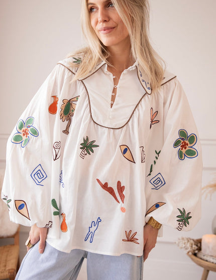 Oriental Escape White - Blouse - ellemilla